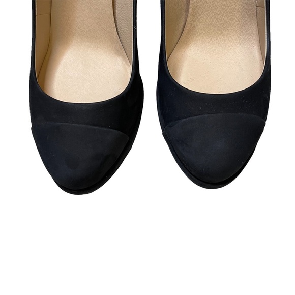 Chanel Women’s Black Leather CC Logo Cap Toe Platform Pumps - Picture 11 of 11